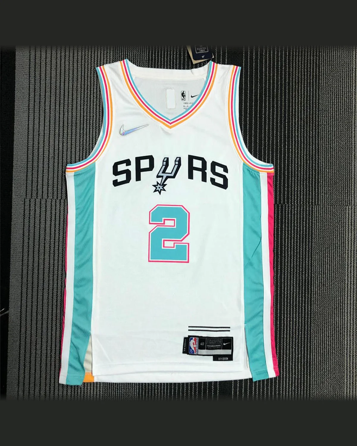 Tottenham Hotspur Tottenham Hotspur San Antonio Spurs V-Neck White 75th Anniversary Jersey LEONARD#2 football jersey