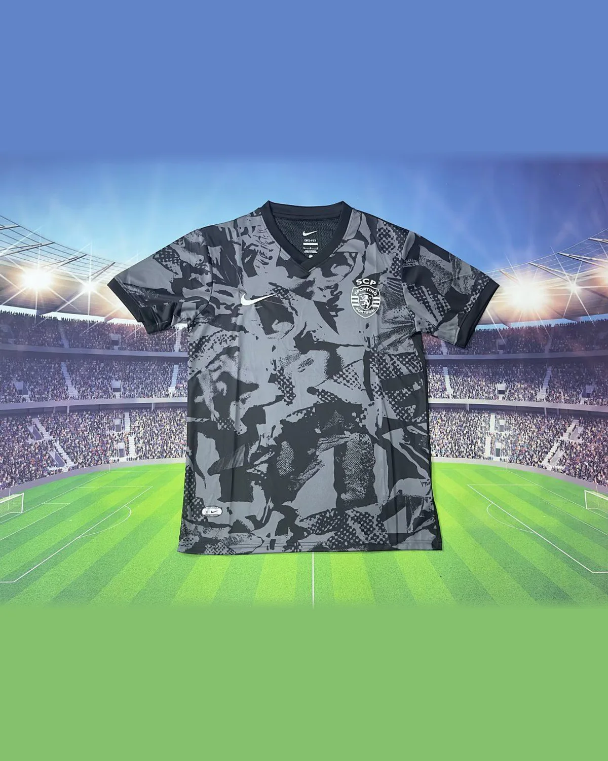 Sporting CP Nike Sporting CP Black Grey Camo Special Football Jersey football jersey