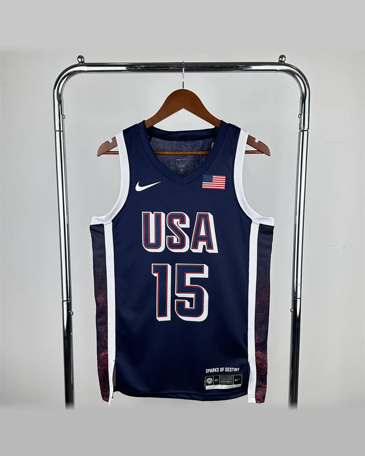 USA USA 2024 Olympic Games Navy Blue Jersey BOOKER#15 - Player Version