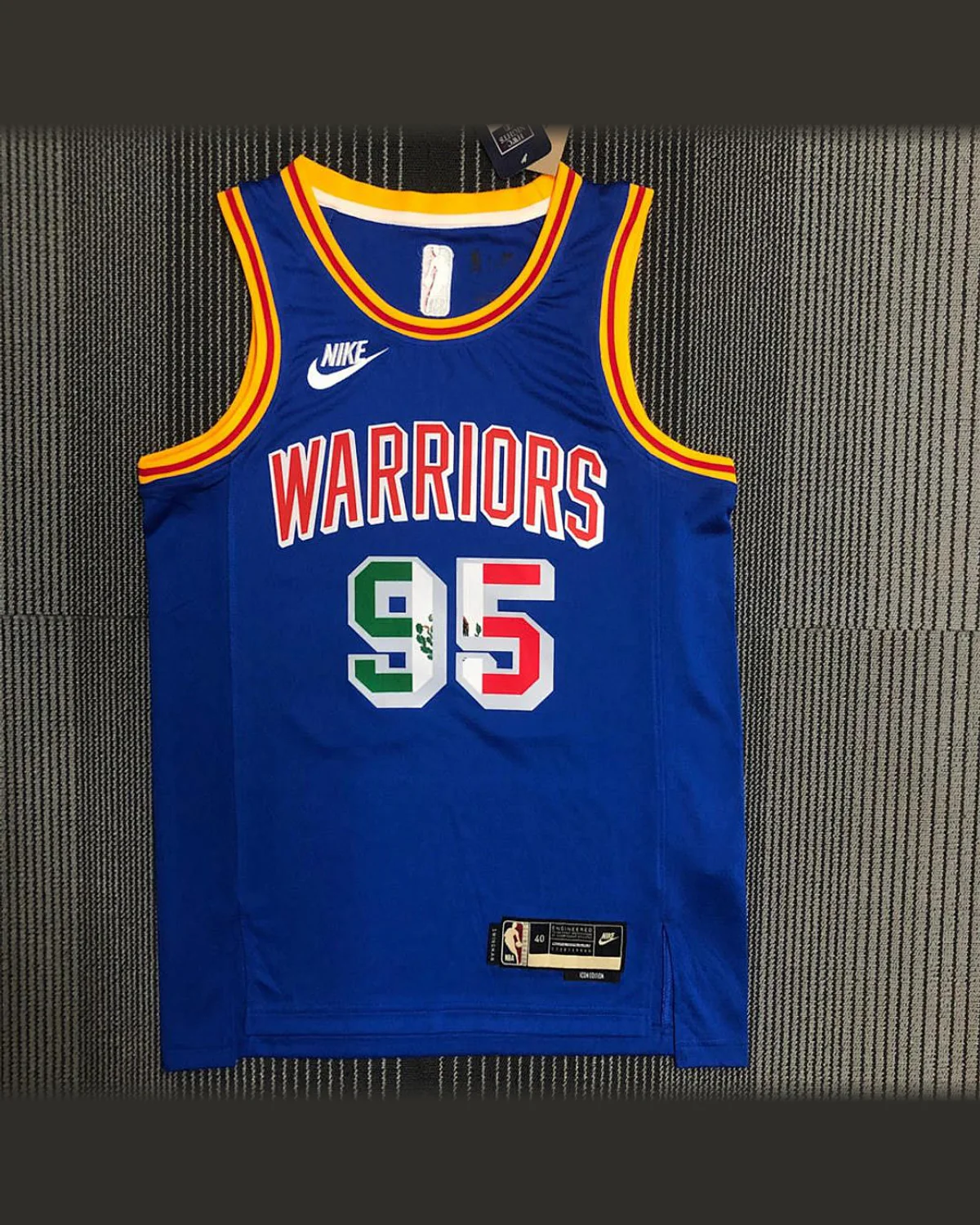Mexico Golden State Warriors V-Neck Mexico Edition 75th Anniversary Blue Jersey TOSCANO#95 football jersey