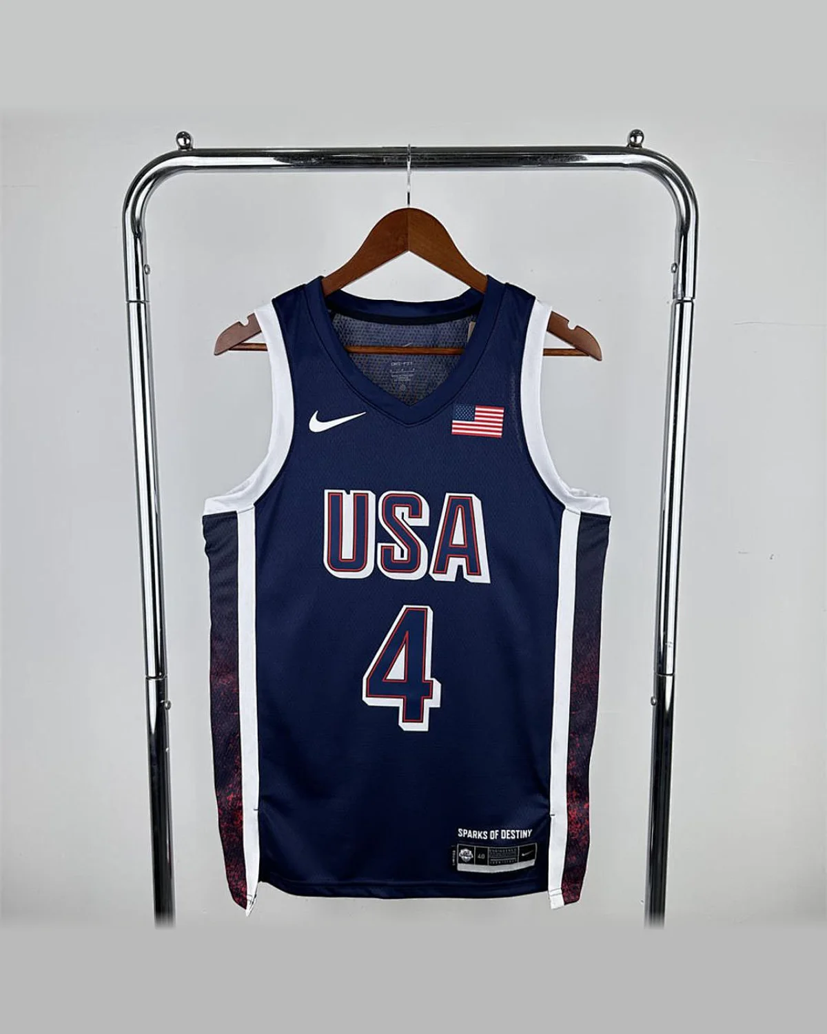 USA USA 2024 Olympic Games Navy Blue Jersey CURRY#4 - Player Version football jersey