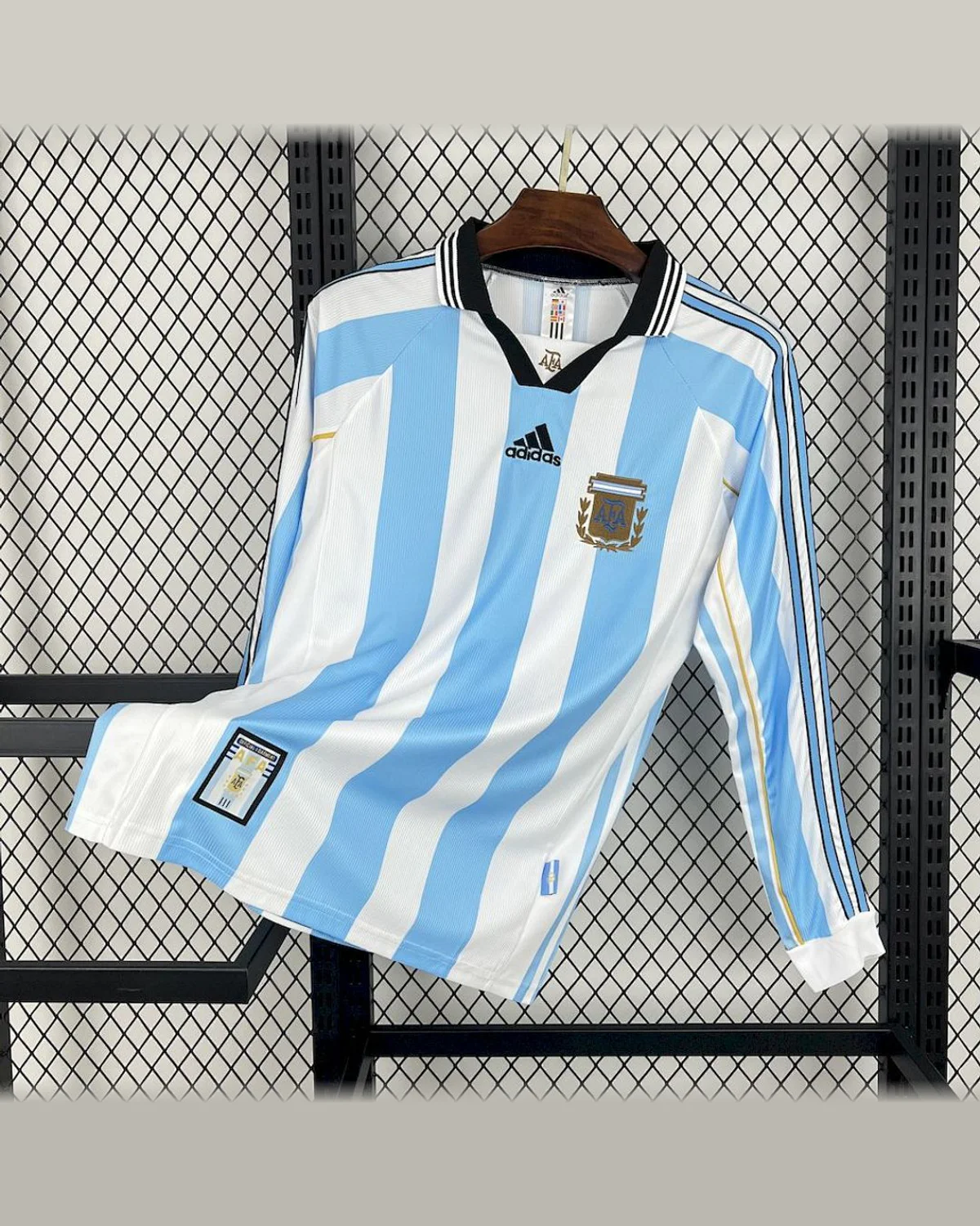 Argentina Retro 1998 Argentina Home Long Sleeve Jersey football jersey