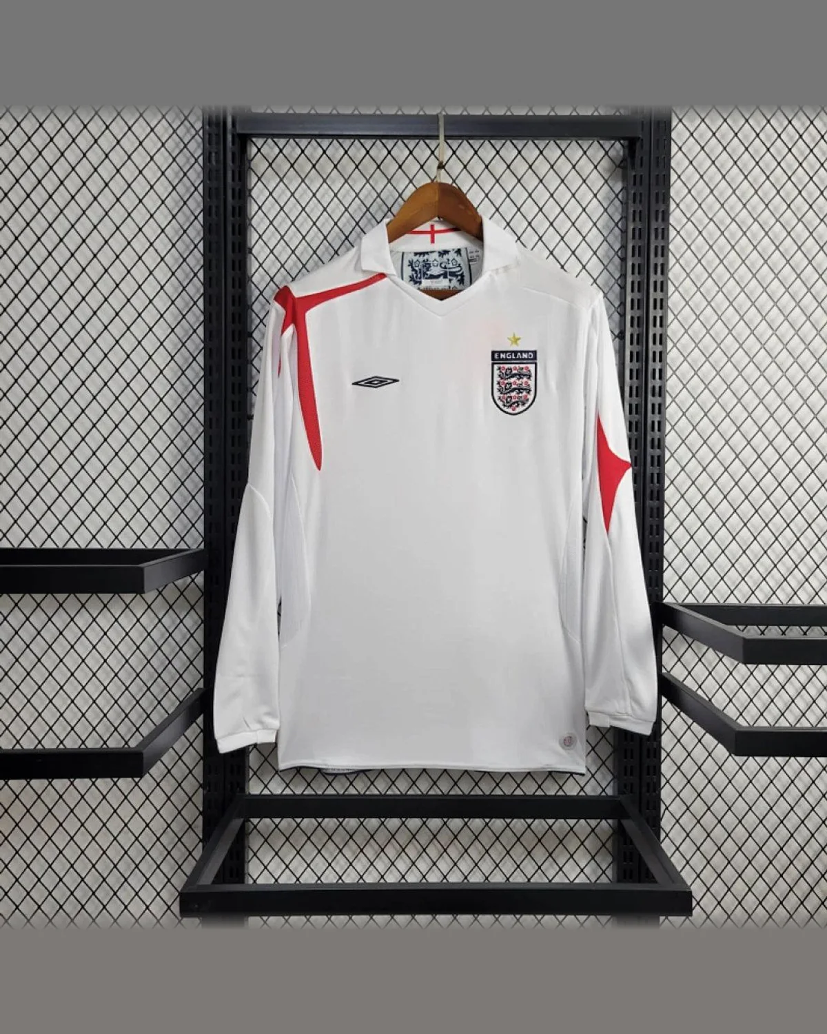 England Retro 2006 Long Sleeve England Home XX football jersey