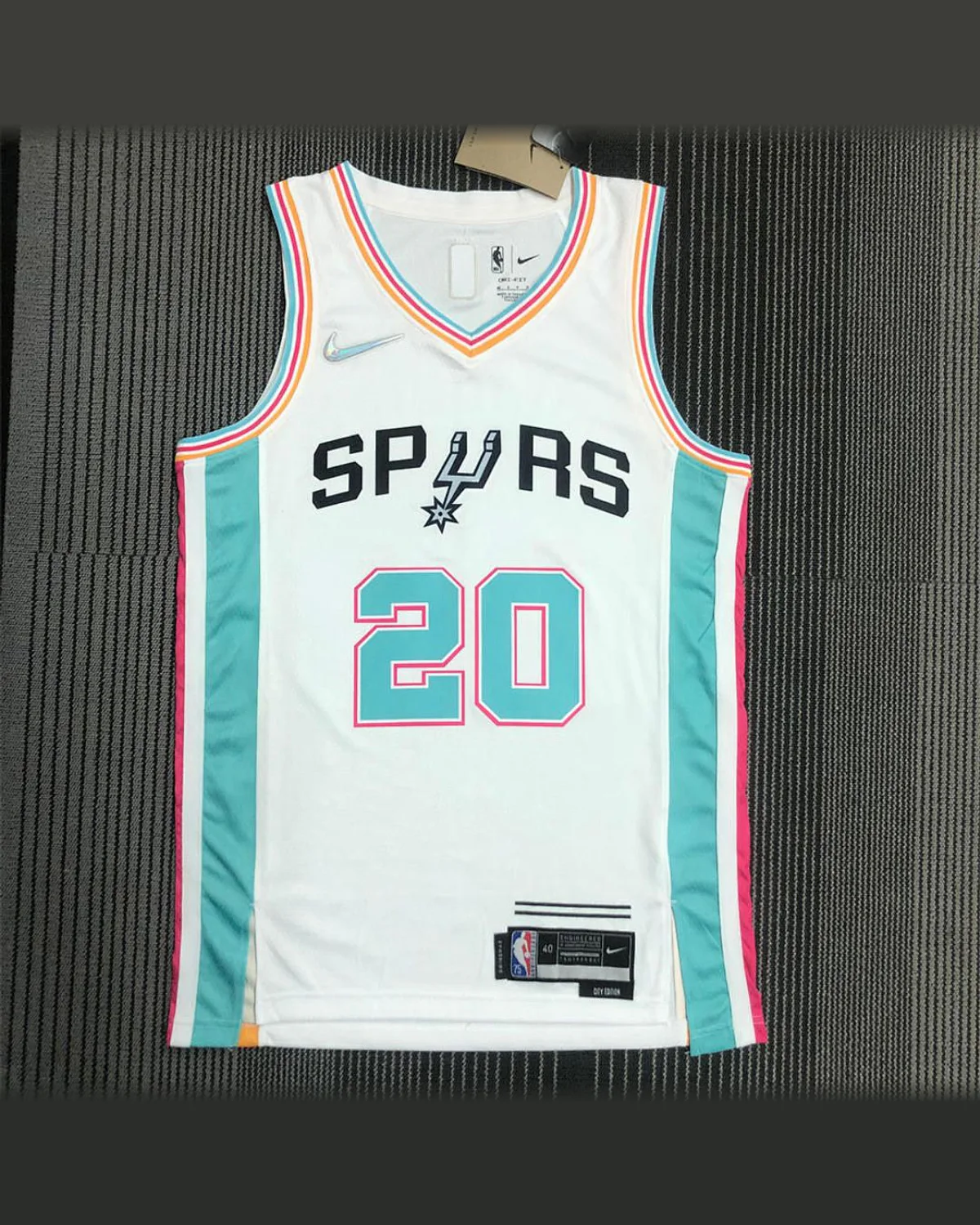 Tottenham Hotspur Tottenham Hotspur San Antonio Spurs V-Neck White 75th Anniversary Jersey GINOBILI#20 football jersey