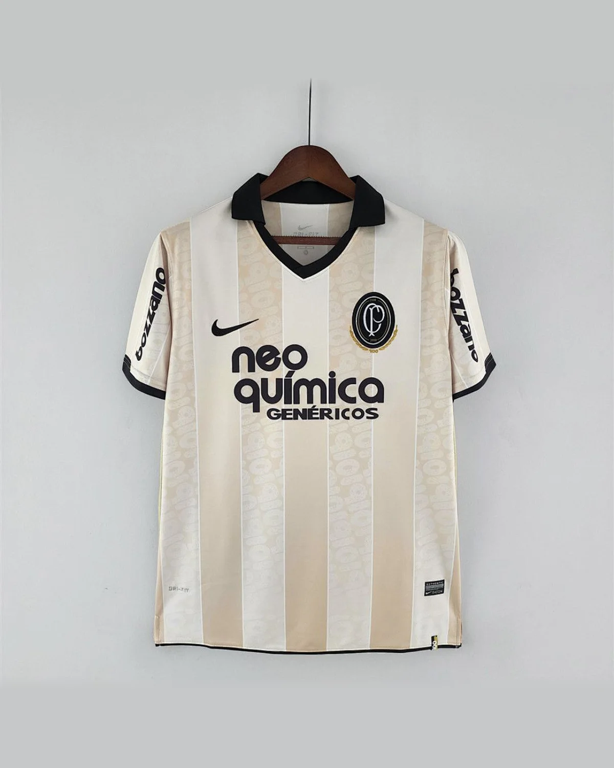 Corinthians Retro 2010 Corinthians 100th Anniversary Beige football jersey