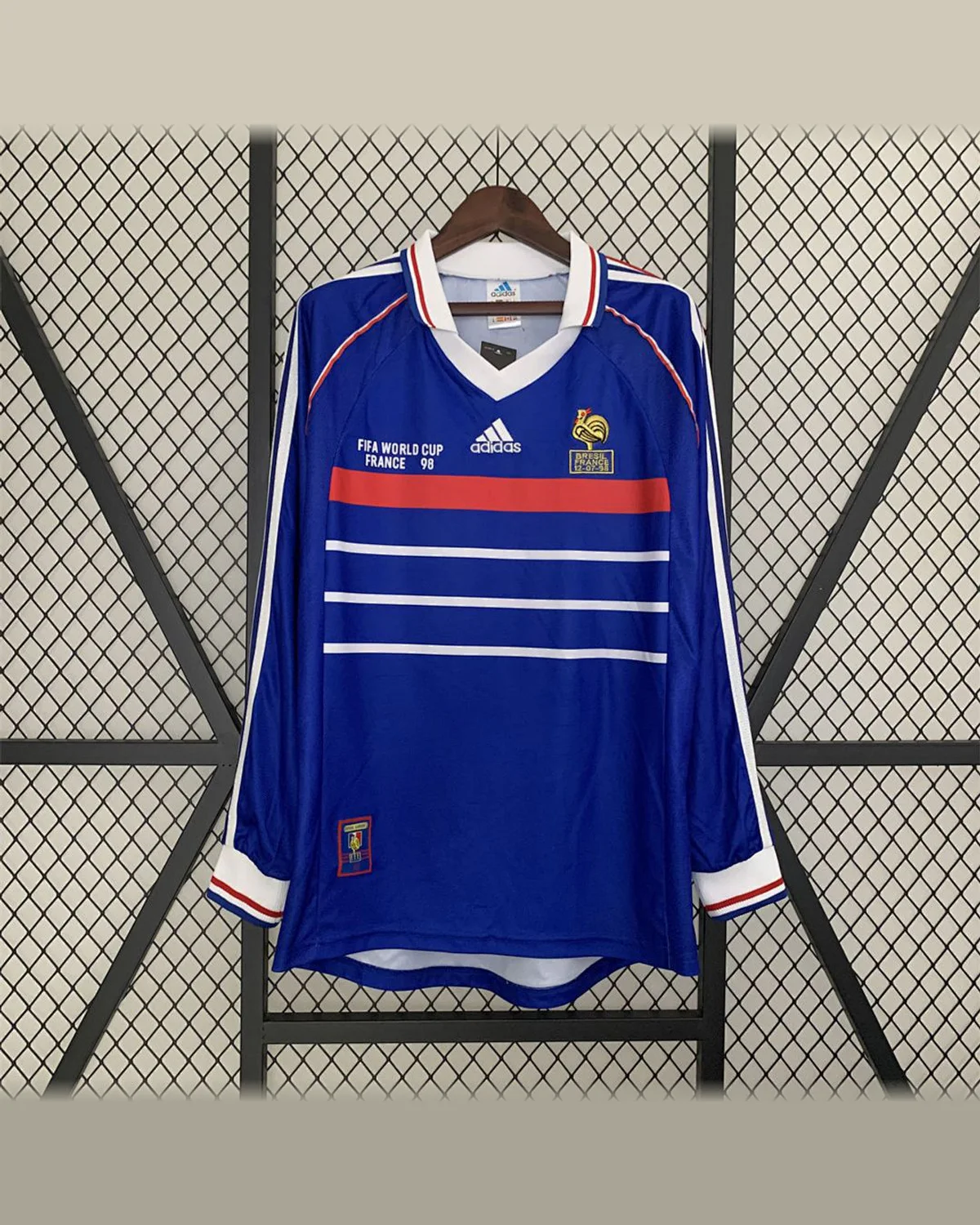 France Retro 1998 Long Sleeve France Home football jersey