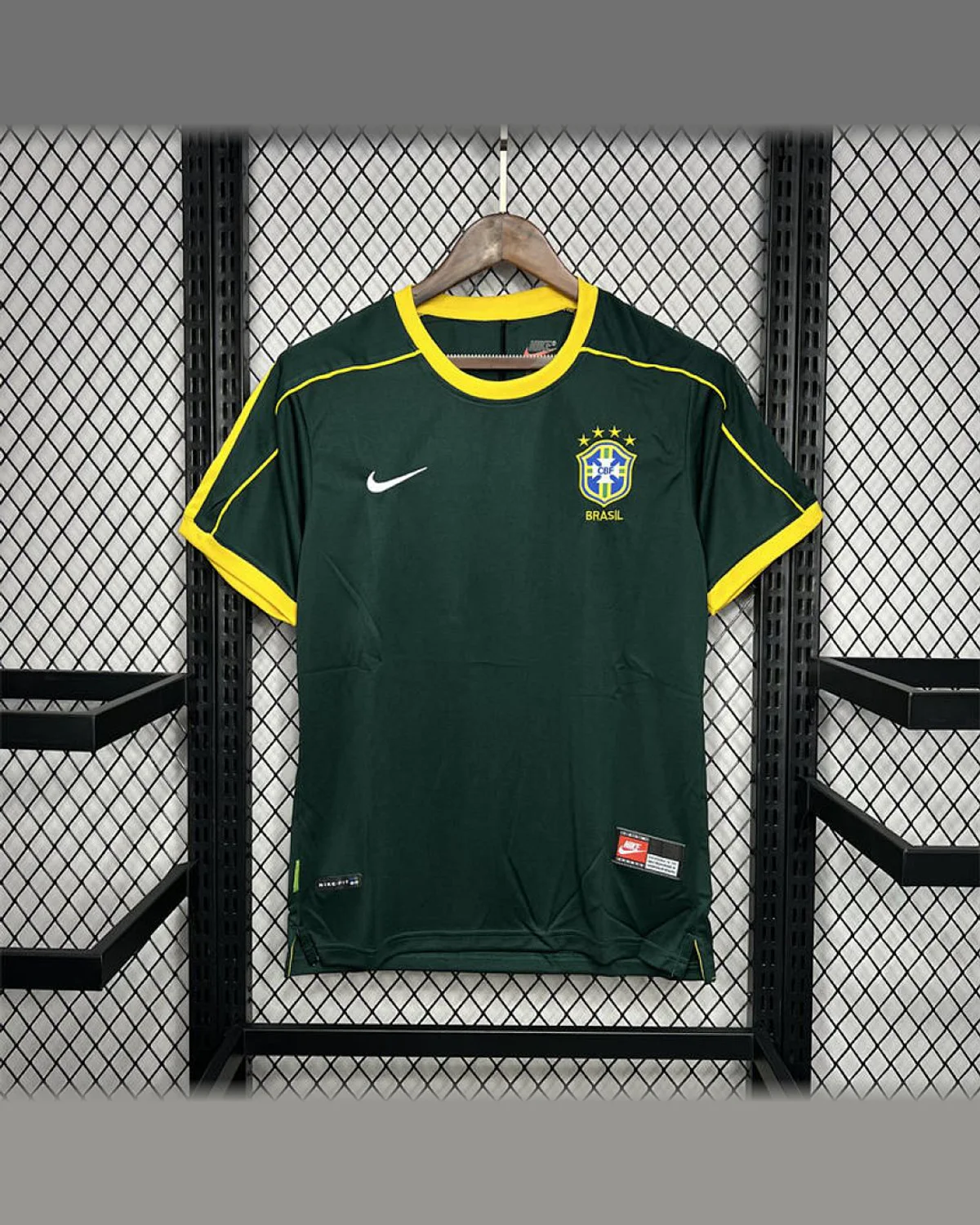 Brazil Retro 1998 Goalkeeper Brazil Dark Green football jersey