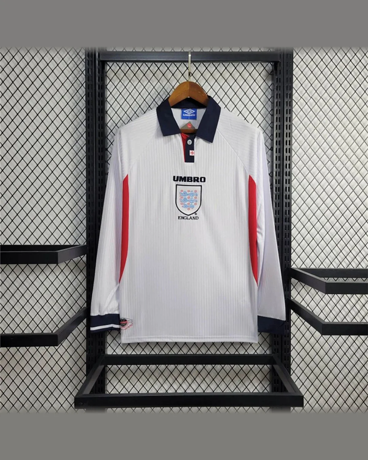 England Retro 1998 Long Sleeve England Home football jersey