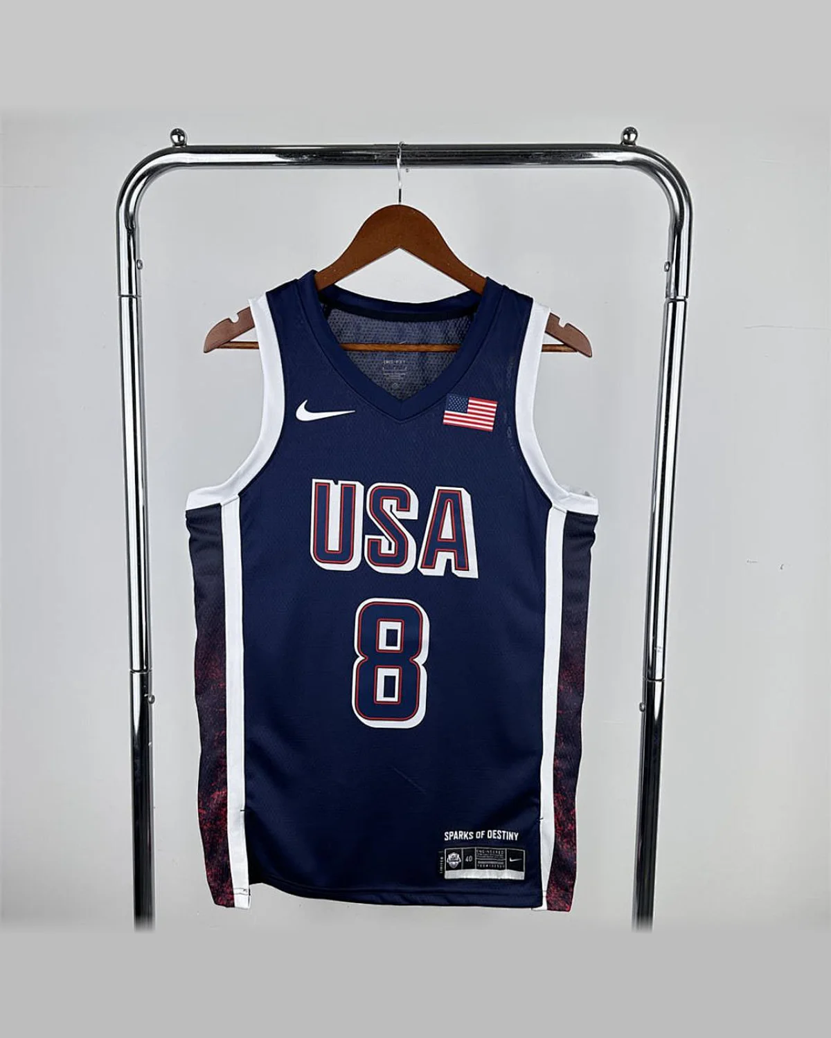 USA USA 2024 Olympic Games Navy Blue Jersey LEONARD#8 - Player Version football jersey