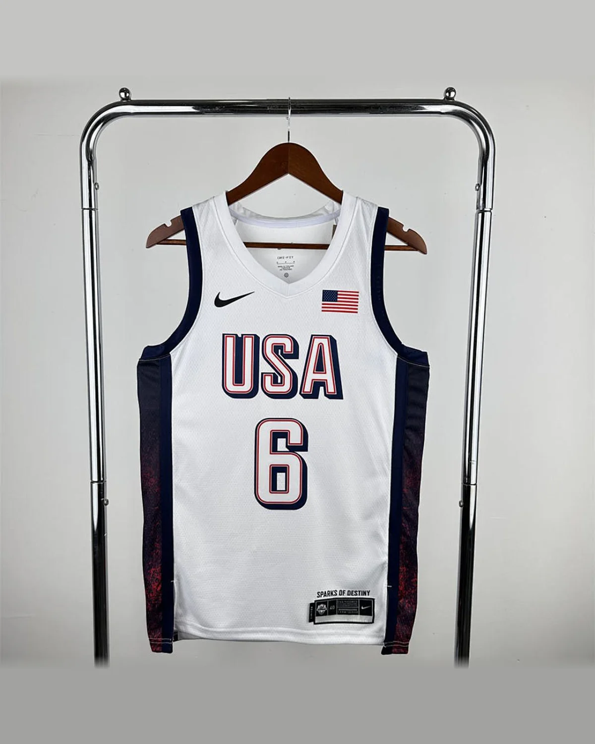 USA USA 2024 Olympic Games White Jersey JAMES#6