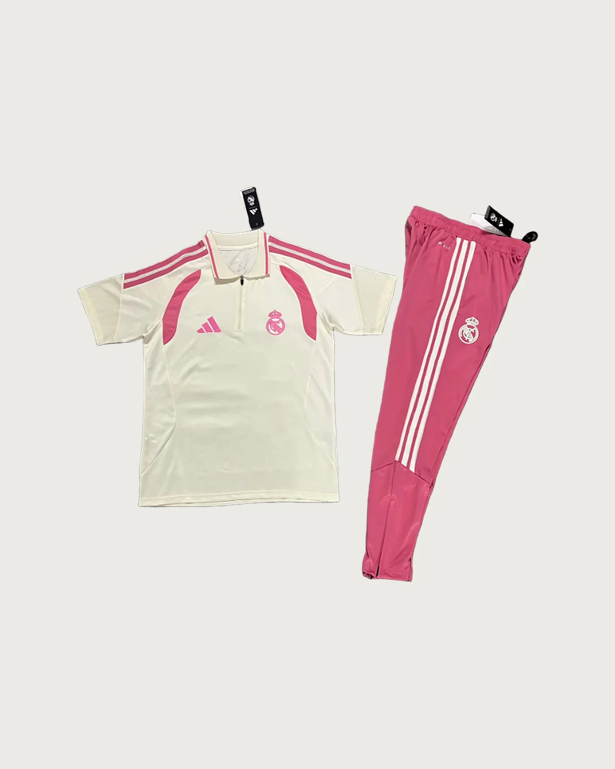 Real Madrid Real Madrid Off-White Polo Set with Training Pants football jersey