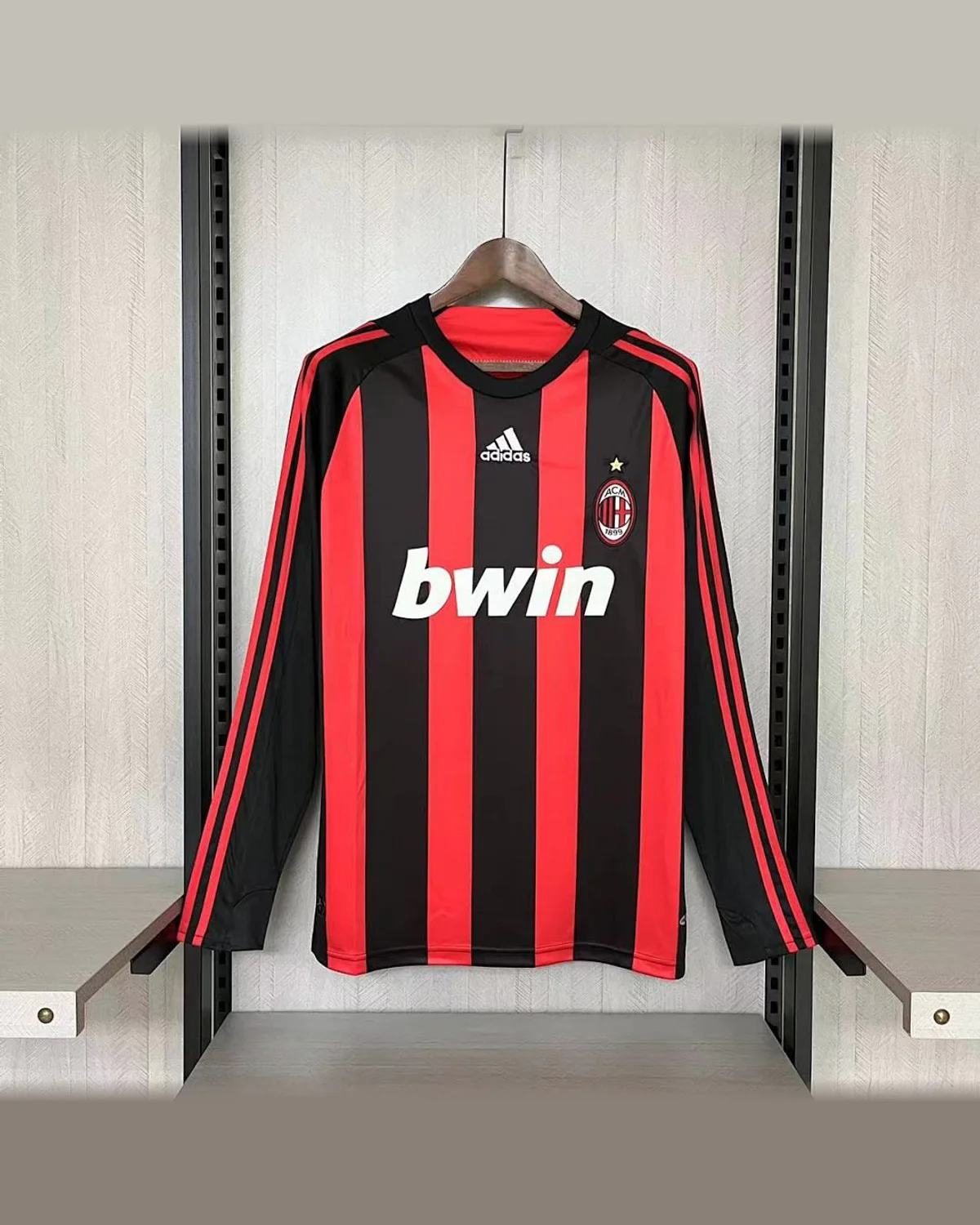 AC Milan Retro 08/09 Long Sleeve AC Milan Home football jersey