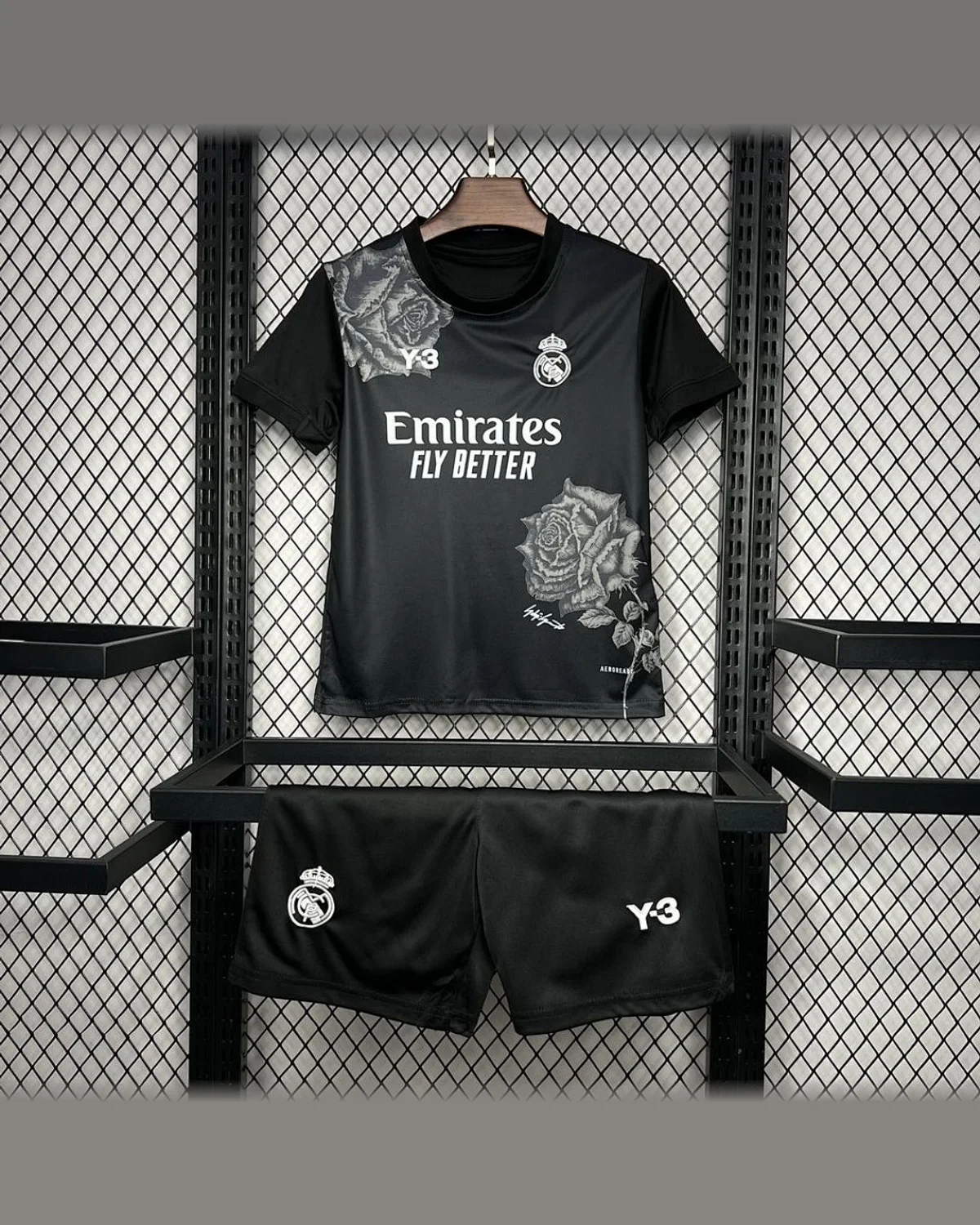 Real Madrid Real Madrid 2024/25 Y3 Rose Special Edition Black Kids Kit football jersey