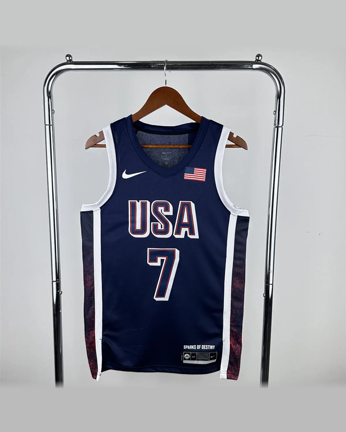USA USA 2024 Olympic Games Navy Blue Jersey DURANT#7 - Player Version football jersey