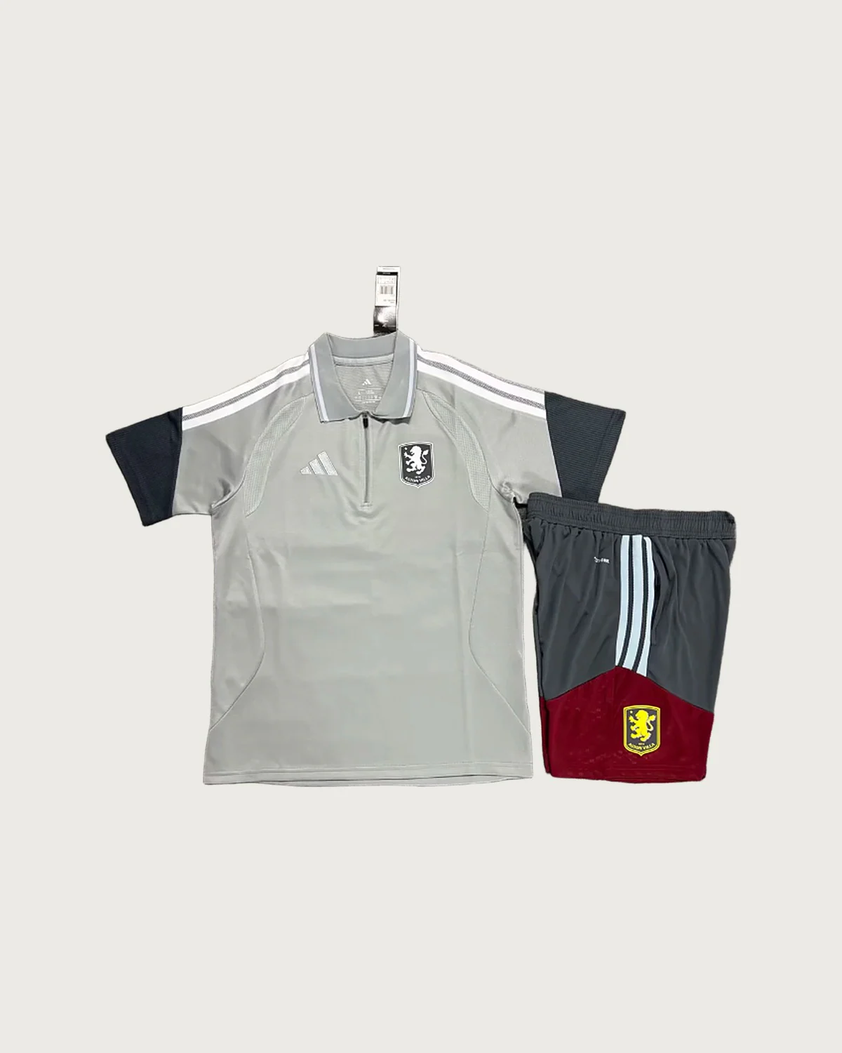 Aston Villa Aston Villa Light Grey Polo Set with Shorts football jersey