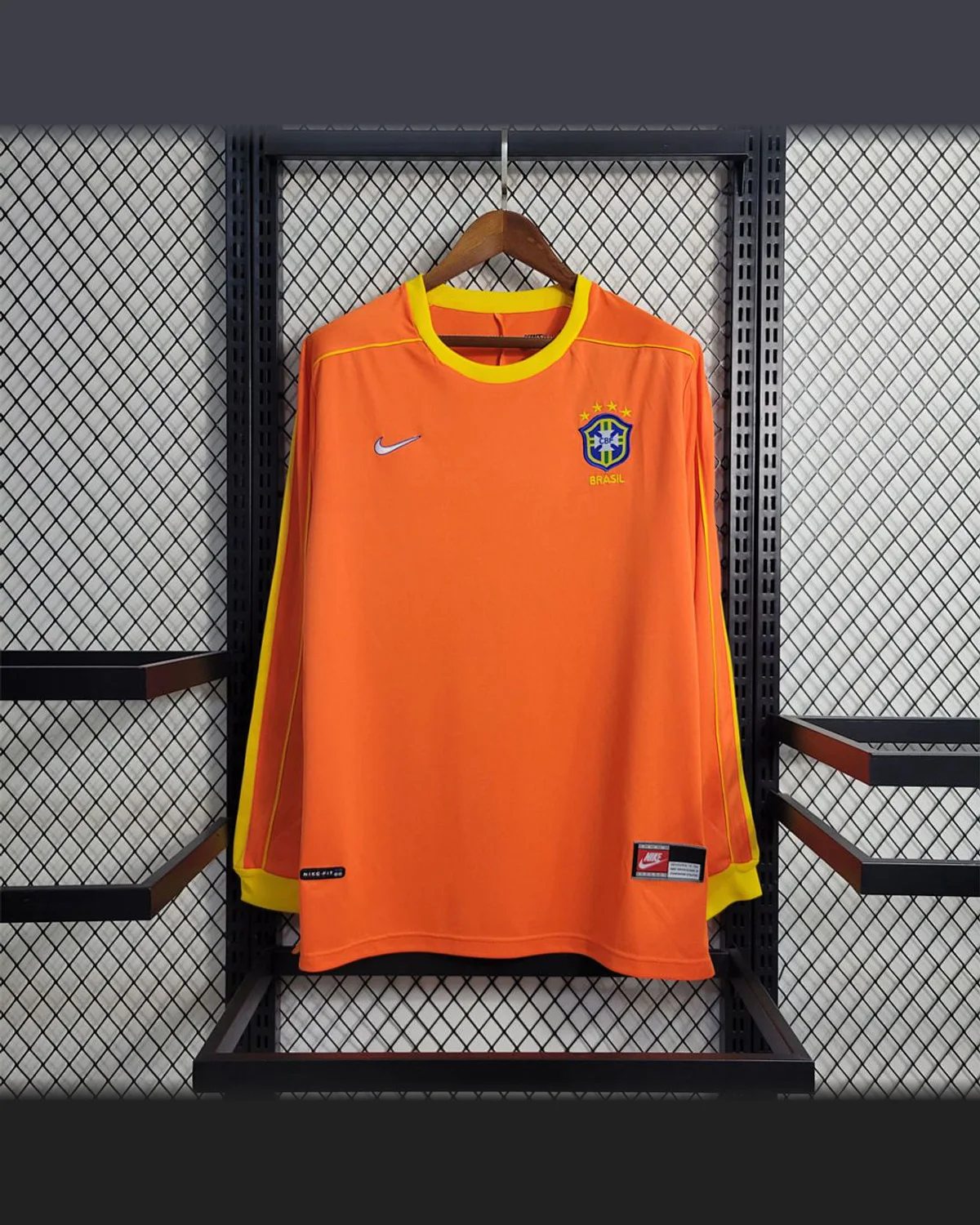 Brazil Retro 1998 Long Sleeve Brazil Goalkeeper football jersey