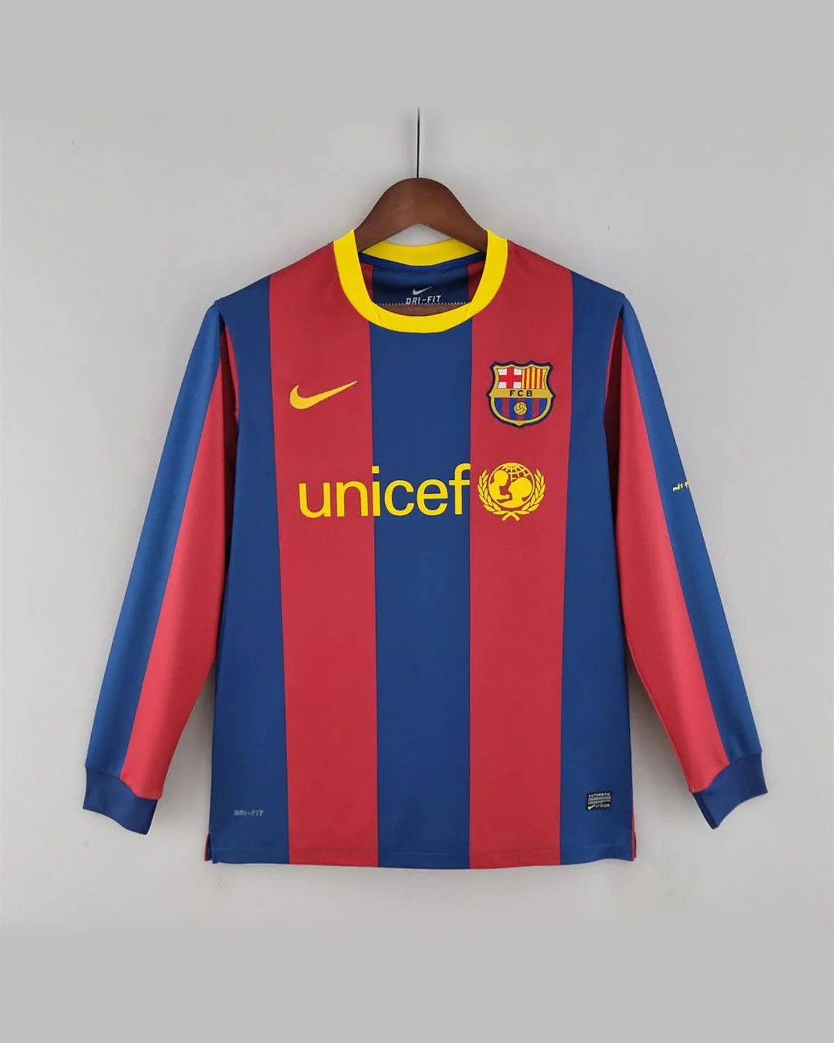 FC Barcelona Retro 10/11 Barcelona Long Sleeve UEFA Champions League Home football jersey